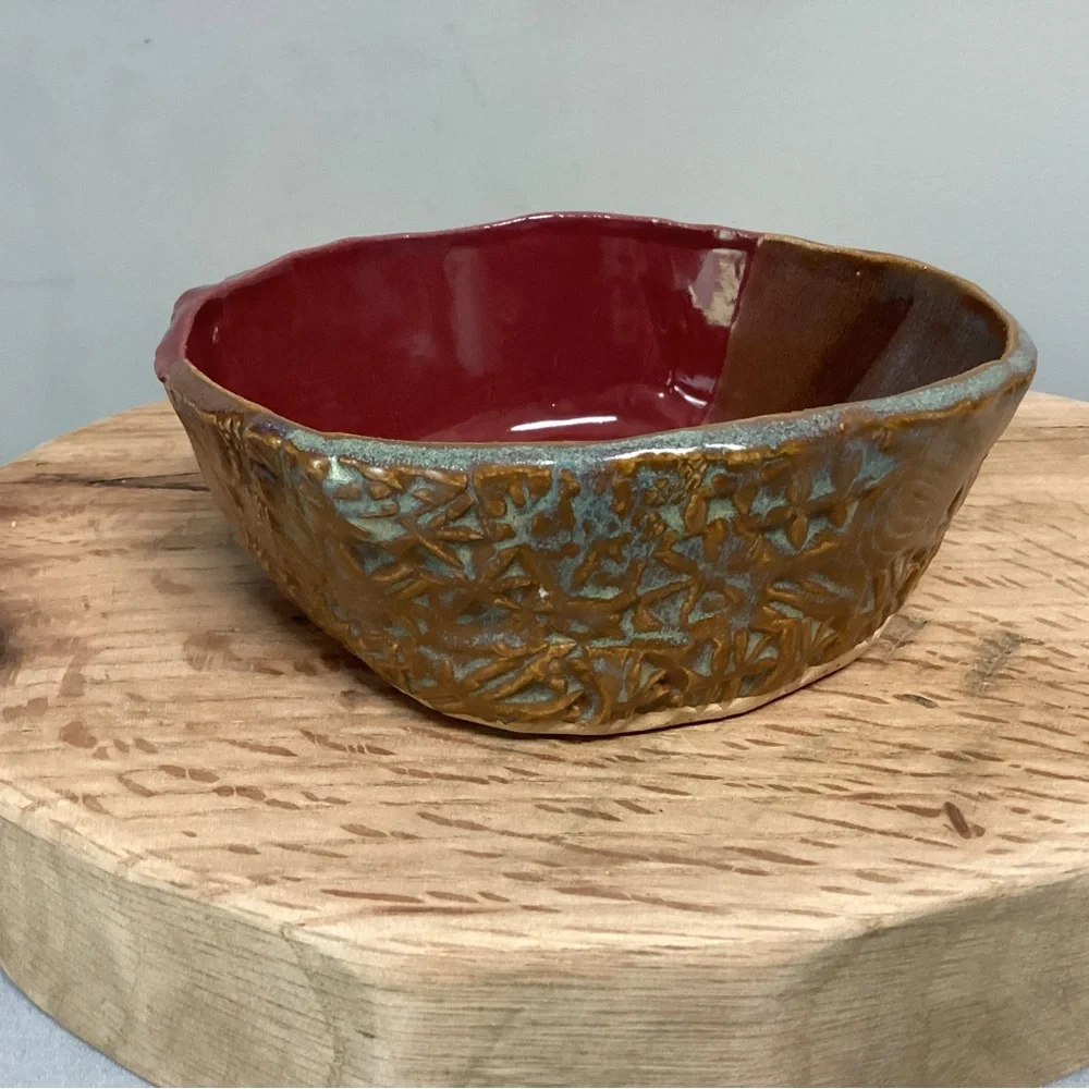 🔴 Beautiful Handcrafted Clay / Ceramic / Pottery Bowl / Candle Holder / Decor - Picture 3 of 16